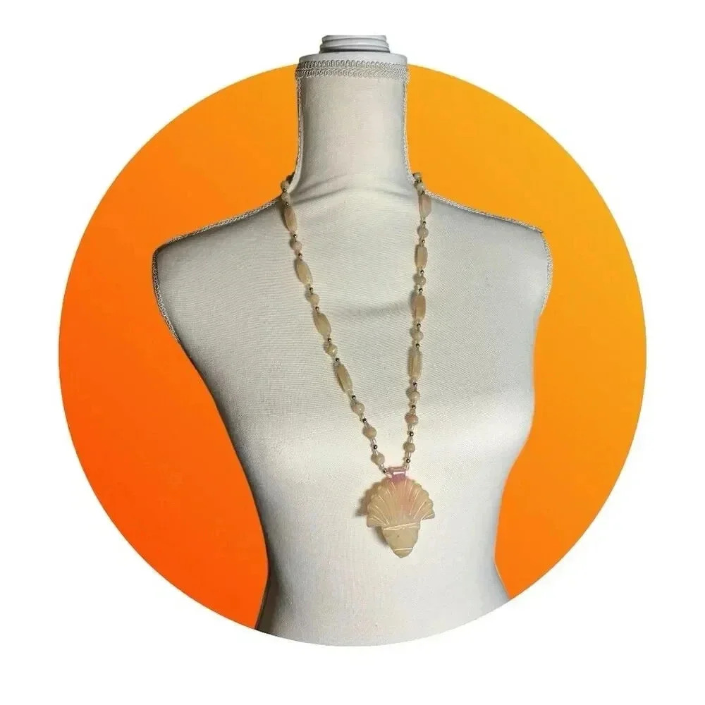 Shell Pendant Necklace Beaded Chain Beach‎ Jewelry